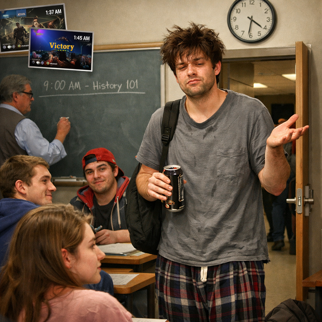 Showing up late to class